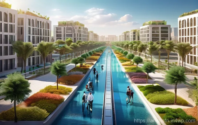 지속가능성 트렌드 분석 및 전망 - **Prompt:** A vibrant, futuristic cityscape in the Arabian desert, showcasing advanced green infrast...