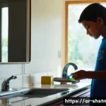 지속가능한 물 관리 전략 - **Prompt 1: "The Conscious Home"**
    A bright, clean, and modern bathroom in an Arab home, filled ...