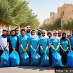 Home 23 지속가능한 환경 정책의 효과 - A vibrant community cleanup event in a Middle Eastern neighborhood, featuring diverse men, women, an...